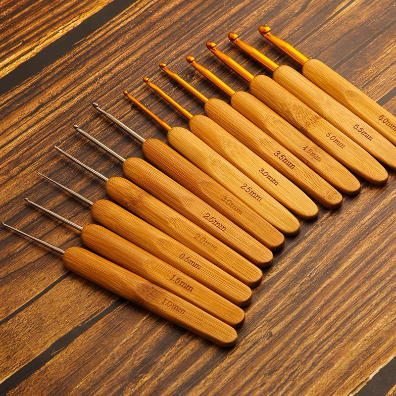 Kim Móc Len Cán Gỗ Tre Thiên Nhiên (Size Lẻ 1mm đến 6mm)