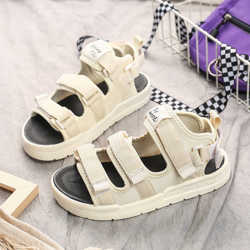 HOÀN TIỀN 15% - Dép quai hậu quai dán 3 quai cực mềm và êm chân sandal học sinh đính hoa cúc cực xinh đế cao su nhẹ mềm và êm chân
