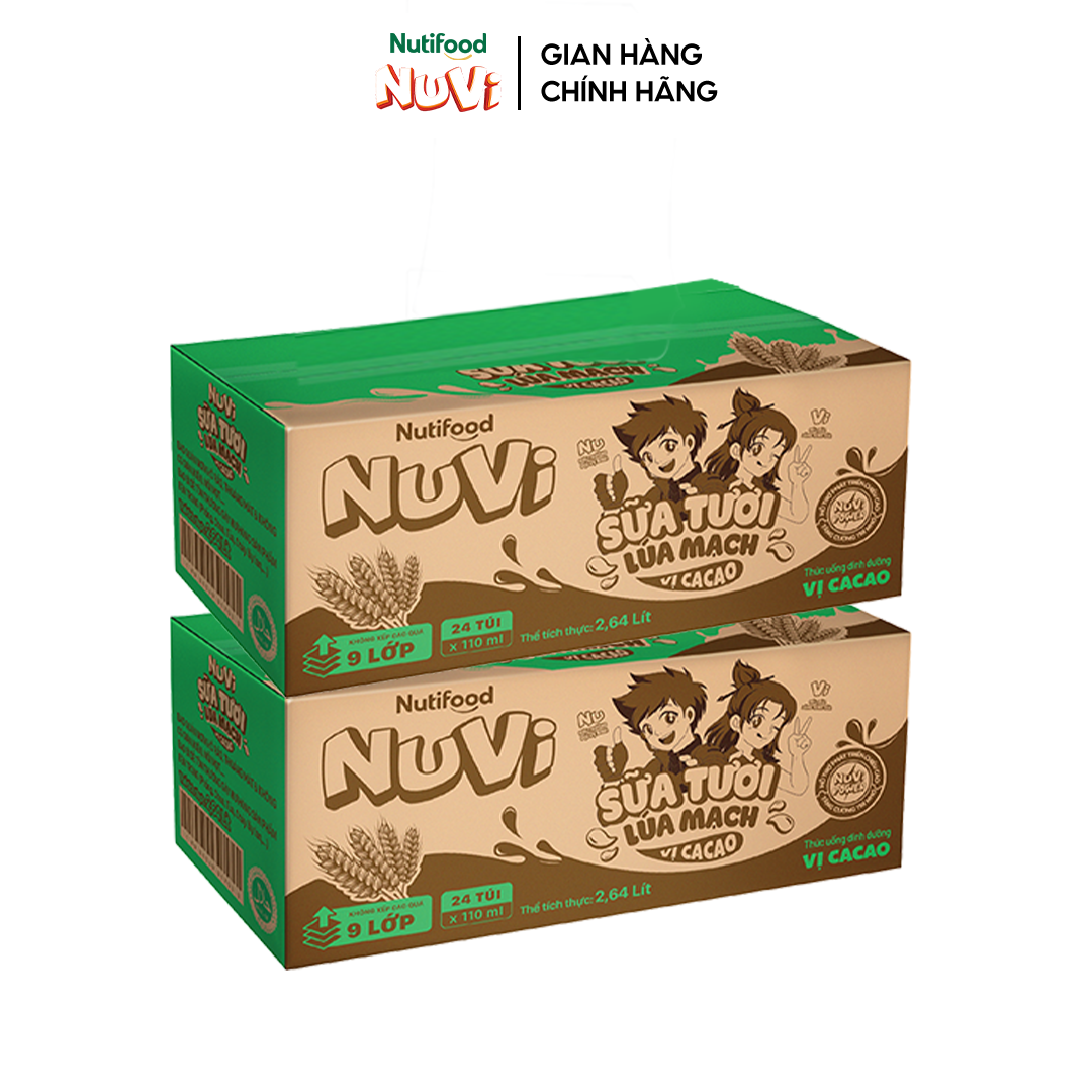 NuVi Combo 2 Thùng Thức Uống Sữa Tươi Trái Cây 110ml (110ml x 48 gói)