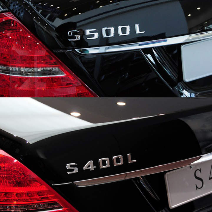 Decal tem chữ S400L dán đuôi xe ô tô