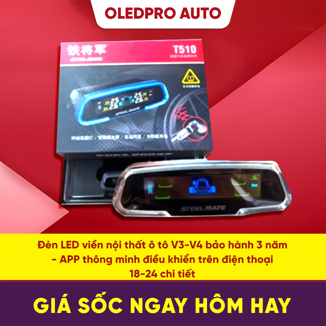 Cảm biến áp suất lốp steelmate van gắn trong t510 chính hãng bảo hành 1 năm tpms năng lượng mặt trời