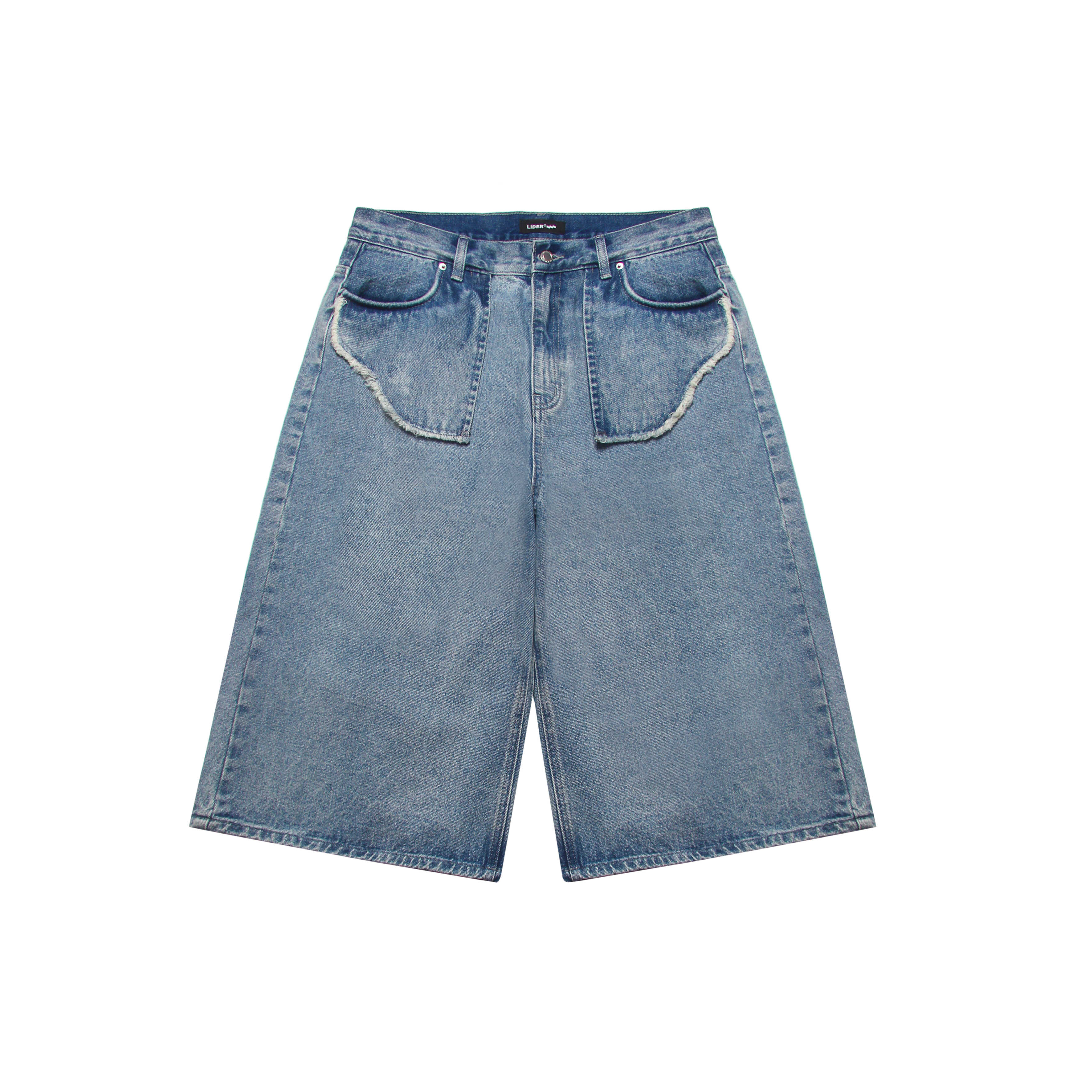 CARPENTER DENIM SHORTS - Light Blue