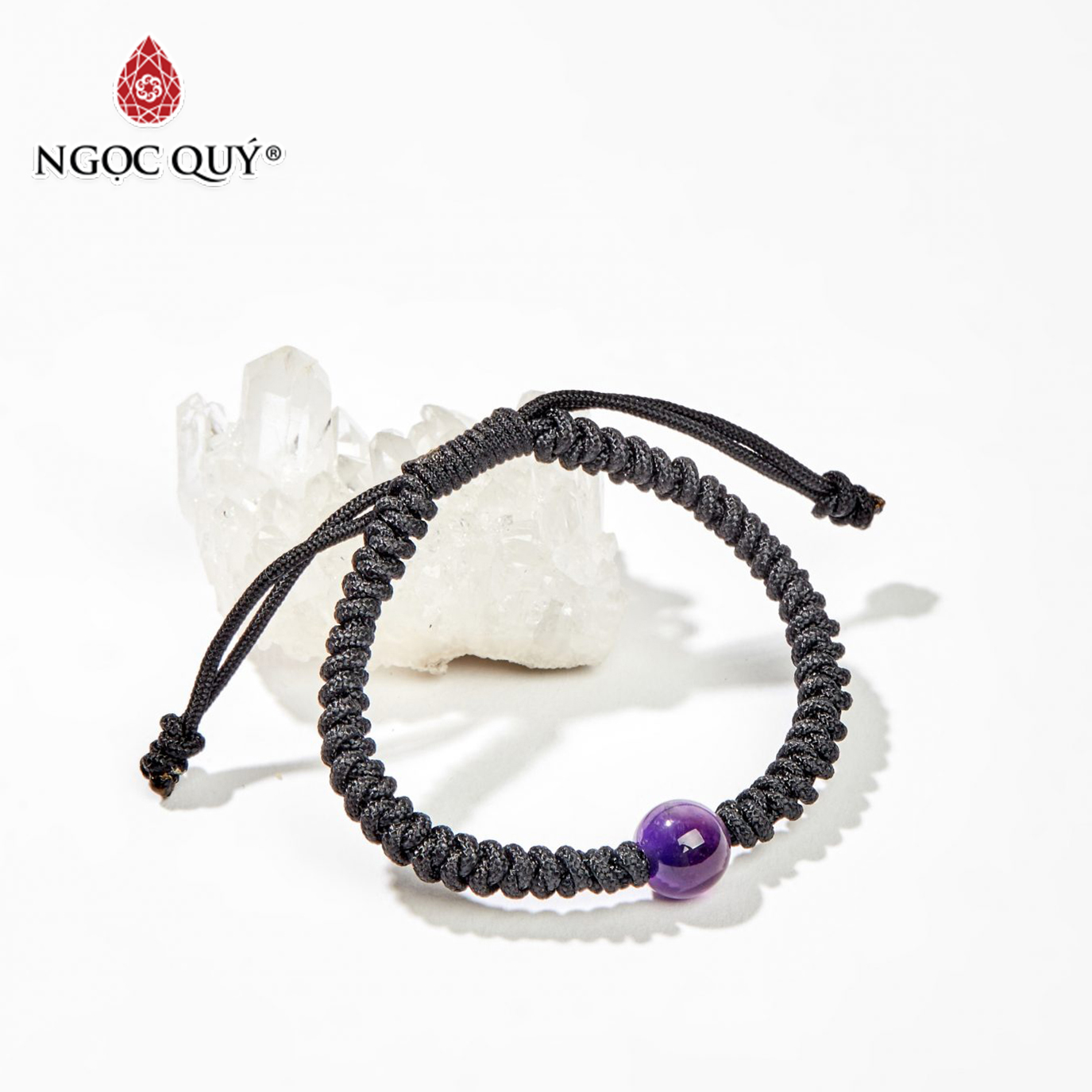 Vòng tay thắt dây đen hạt đá thiên nhiên - Ngọc Quý Gemstones