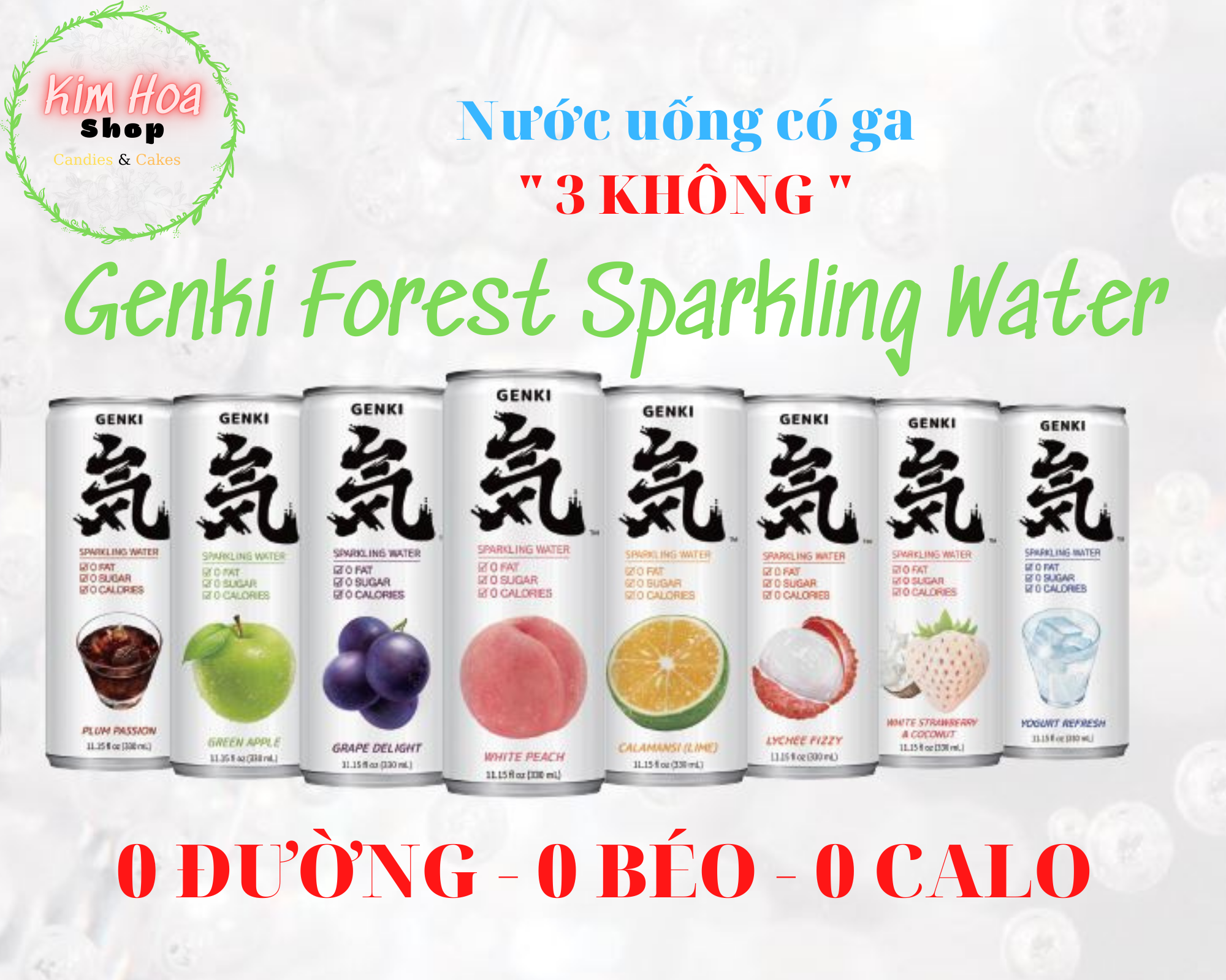 Nước giả khát có ga Genki Forest Sparkling Water 3 không 0 ĐƯỜNG 0 CHẤT