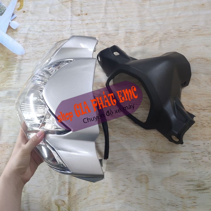 [CHẤT - 3 món ] Đầu xe máy kèm pha đèn xe SIRIUS màu BẠC