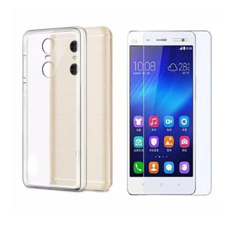 Ốp Lưng Silicon Cao Cấp Xiaomi Redmi Note 4X + Kính Cường Lực (Trong Suốt)