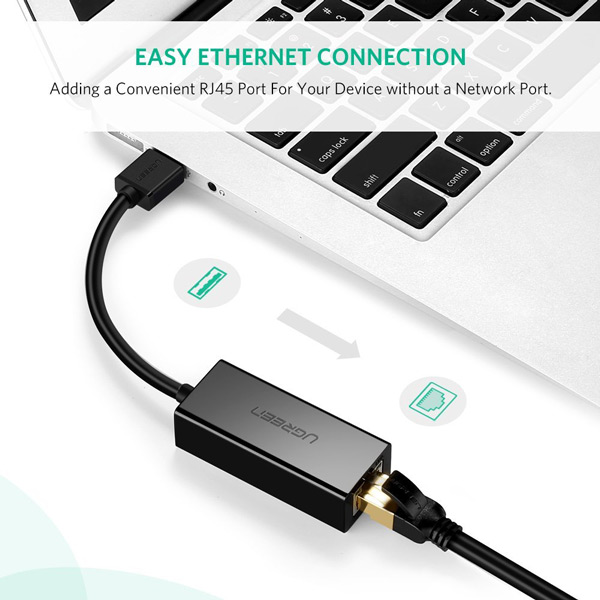 Đầu đổi USB 2.0 sang Lan RJ45 UGREEN 20254 Chính Hãng