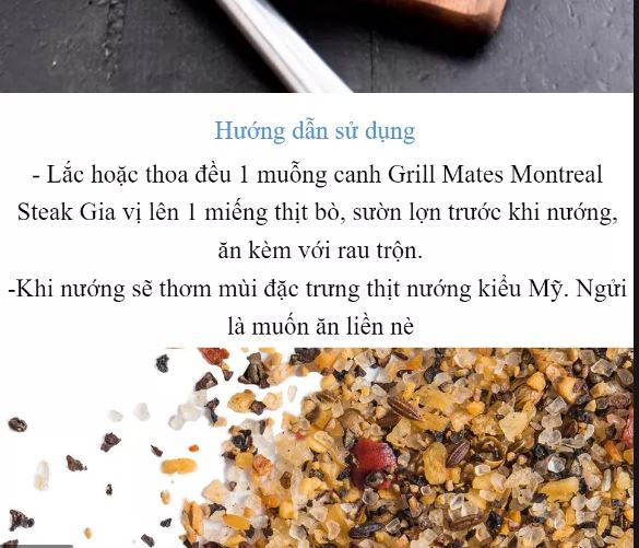 Date 05/27  Gia vị ướp thịt bò McCormick Grill Mates Montreal Steak Seasoning 822gr