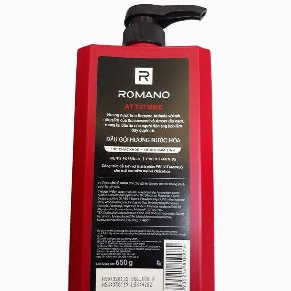 Dầu gội Cao cấp Romano Attitude, chai 650g