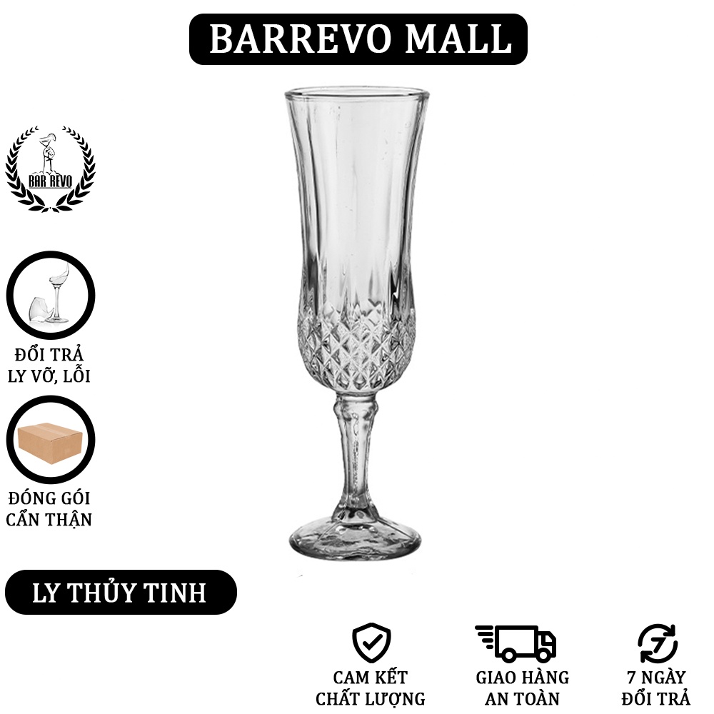 Cocktail Flute Glass - Ly Thuỷ Tinh Khứa Cạnh