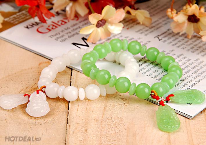 Vòng Tay Đá Thạch Anh Mặt Phật xanh ngọc