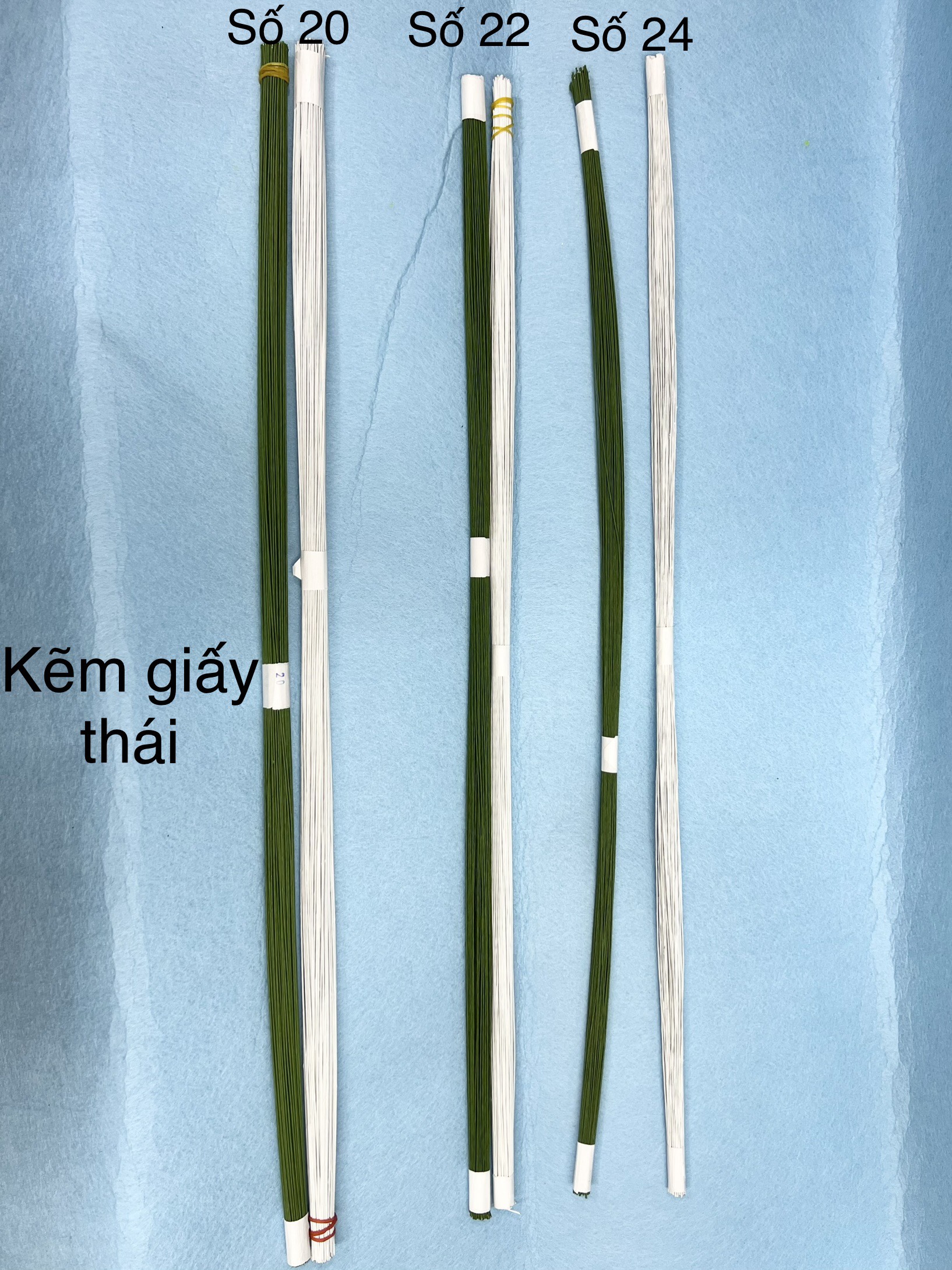 Kẽm giấy làm hoa ( dài 60cm bó 100 sợi ) 3 size (24)-(22)-(20)