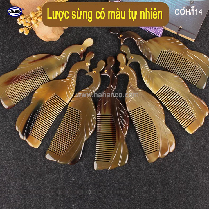 Lược Sừng HAHANCO - (COH114) Kiểu Dáng Con Công Khía Đẹp - (Size: XL 21cm)