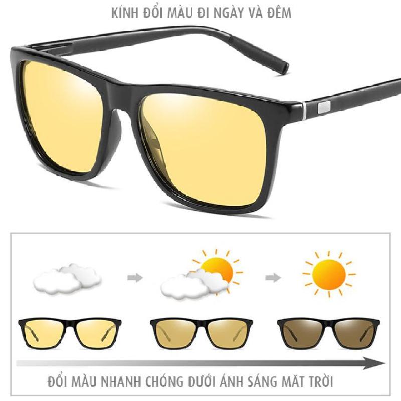 Giá bán Mắt kính nam tròng polarized đổi màu đi ngày và đêm chống tia UV400, tặng kèm hộp và khăn lau kính - MK1913