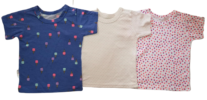 áo thun bé gái combo 3 cái vải xuất dư size 1-7 từ 6 - 40kg-áo thun cotton ngắn tay bé gái