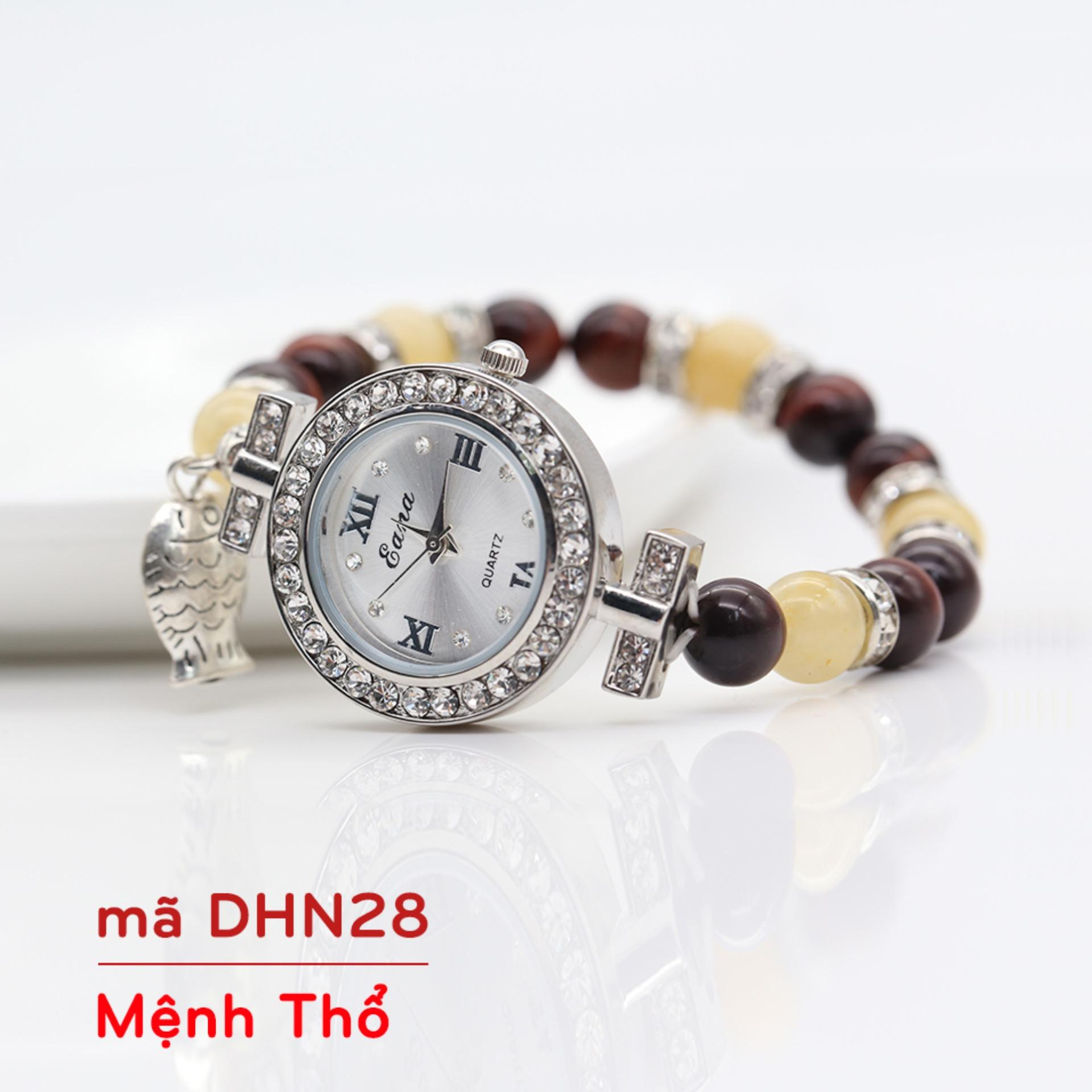 Đồng Hồ Mix Đá Mắt Hổ Đen Đỏ + Đá Hoàng Ngọc DHN28 Bảo Ngọc Jewelry