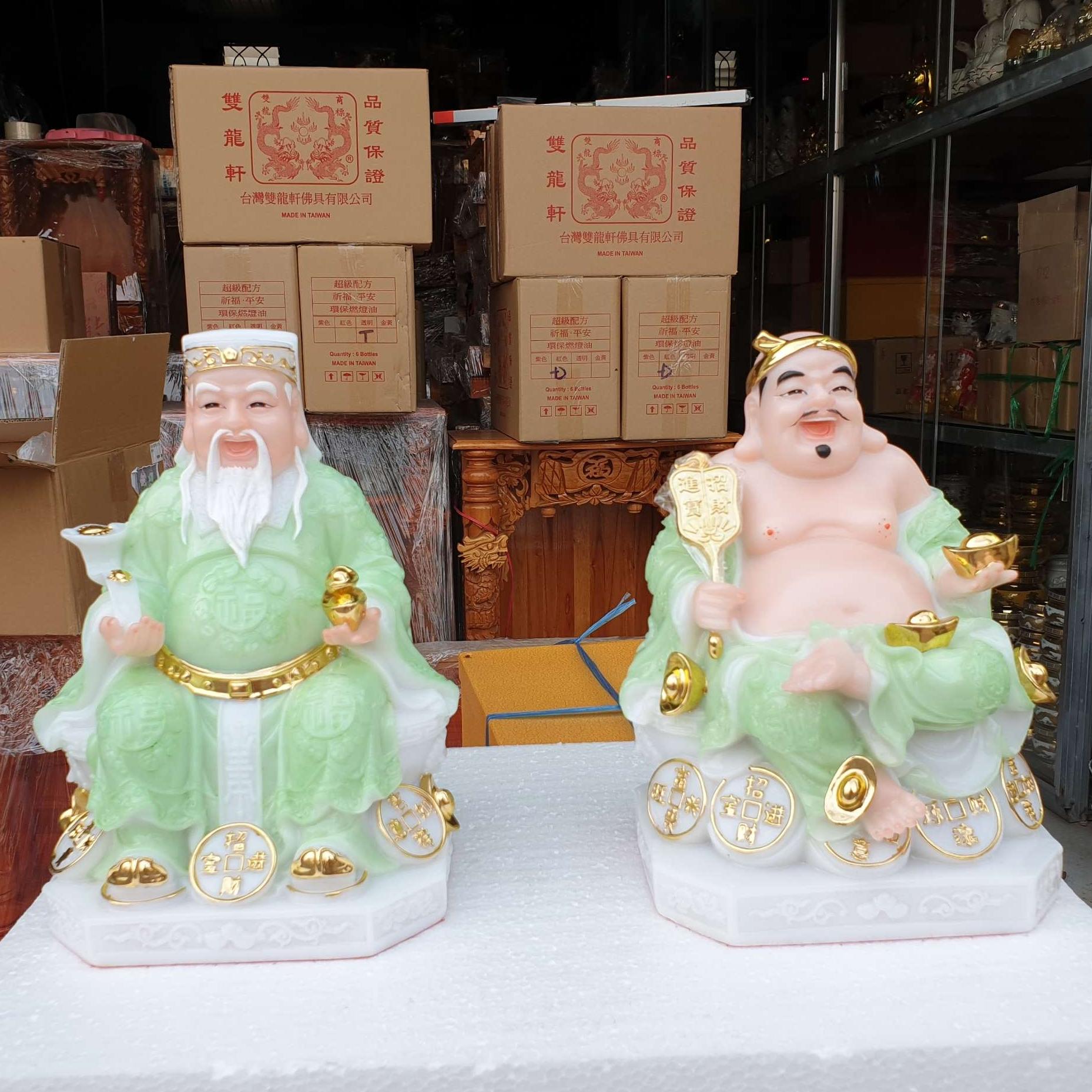 Cặp thần tài ông địa đá 8in cao 20 cm cao cấp