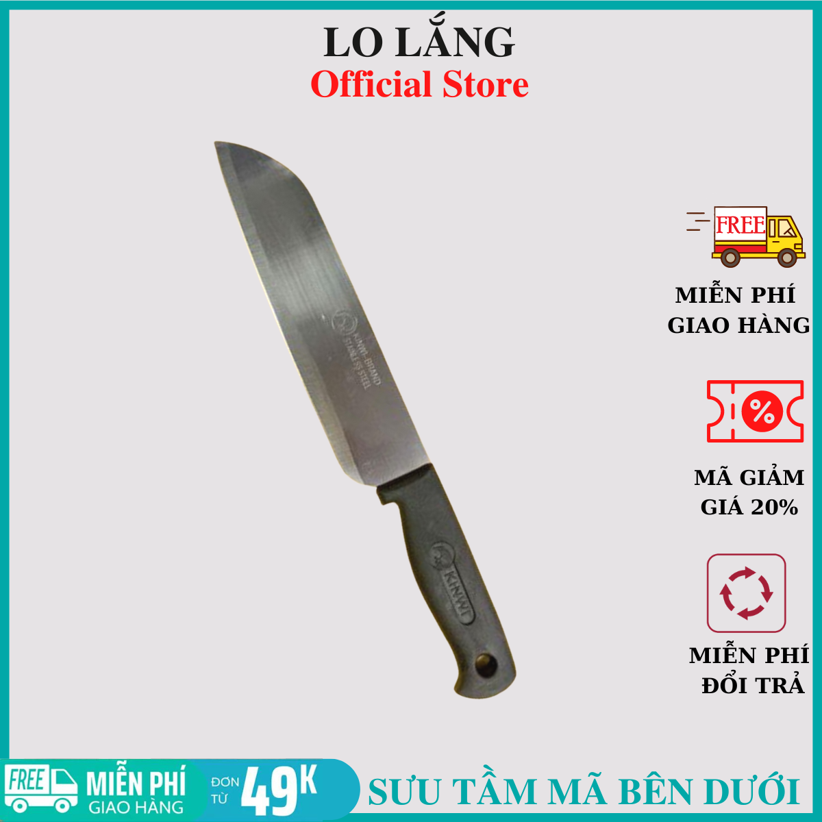 Dao Bếp Cán Đen Inox Cao Cấp Kiểu Dáng Đẹp Mắt Tinh Tế Lưỡi Dao Gia Công Kỹ