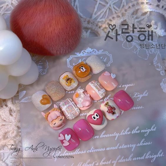 [Ảnh thật] Charm Hoạt Hình Thú Hàn Quốc Trang Trí Móng