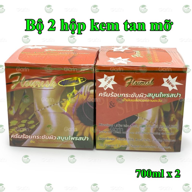 Bộ 2 hộp kem tan mỡ bụng gừng ớt Flourish Thái Lan (700ml x 2) giúp đánh tan mỡ hiệu quả, làm săn chắc vùng bụng, hông, eo, mông và đùi, cho dáng vóc luôn gọn gàng hơn nhập khẩu