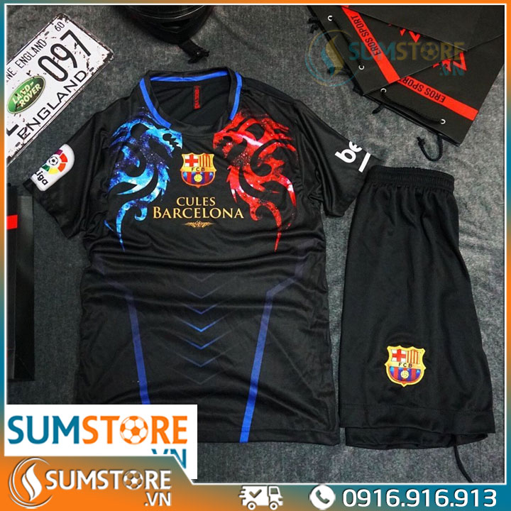 [HCM]Áo Bóng Đá CLB Barca Rồng Đen Độc Lạ - Bộ Đồ Đá Banh 2020 2021