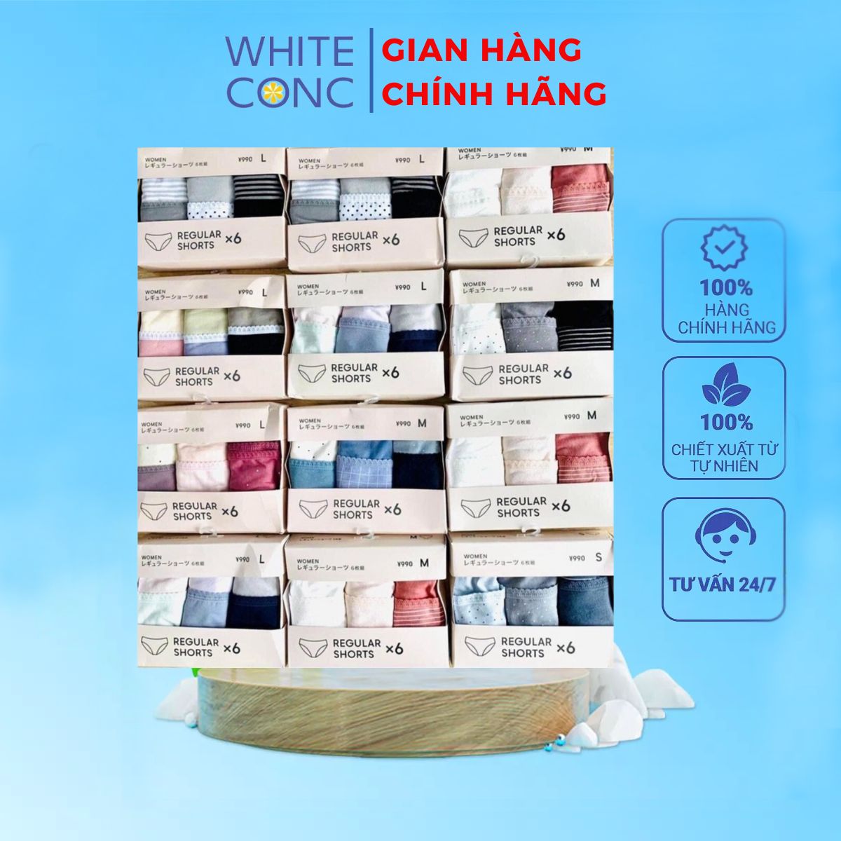 Quần chip Gu set 6 Nhật Bản siêu xinh co giãn thoải mái thấm hút nhanh