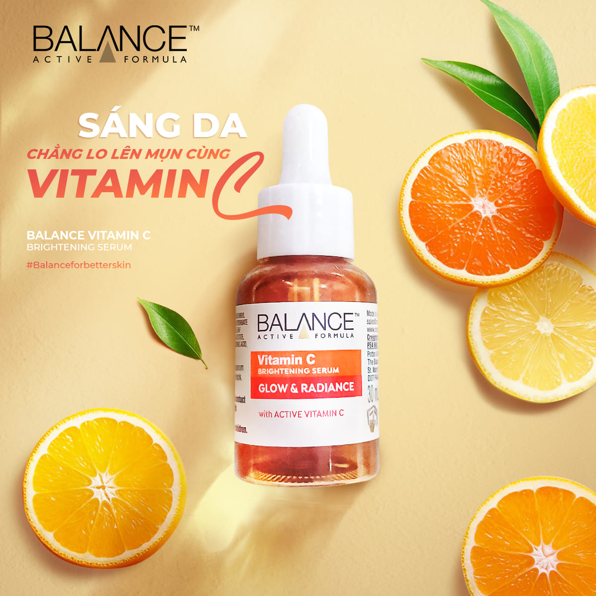 Tinh Chất Dưỡng Trắng Da, Mờ Thâm Balance Vitamin C Brightening Serum Glow & Radiance