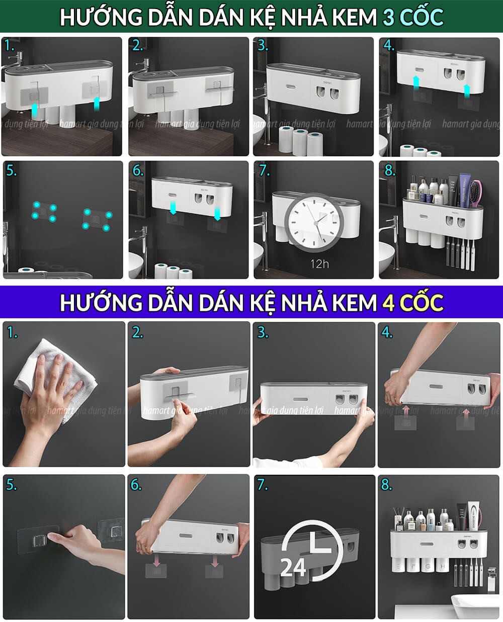 Miếng Dán Thay Thế Kệ Kem Đánh Răng Bàn Chải Hộp Đựng Giấy Treo Tường Nhà Tắm Ecoco Oenon