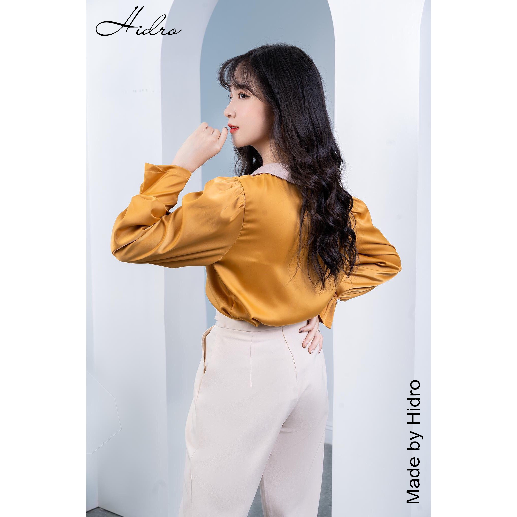 HIDRO Set áo lụa gân vàng mix quần baggy