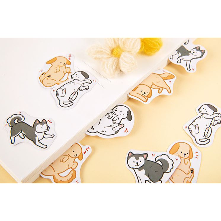 Bộ 46 Sticker Mèo & Chó Hàn Quốc dán trang trí E58