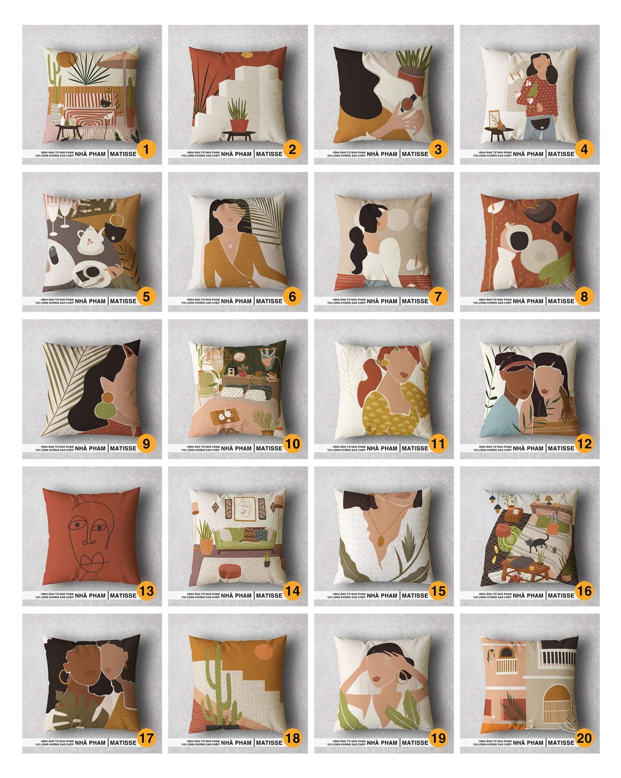 VỎ GỐI TRANG TRÍ SOFA ABSTRACT GIRL (No01 - No20) (45x45cm)