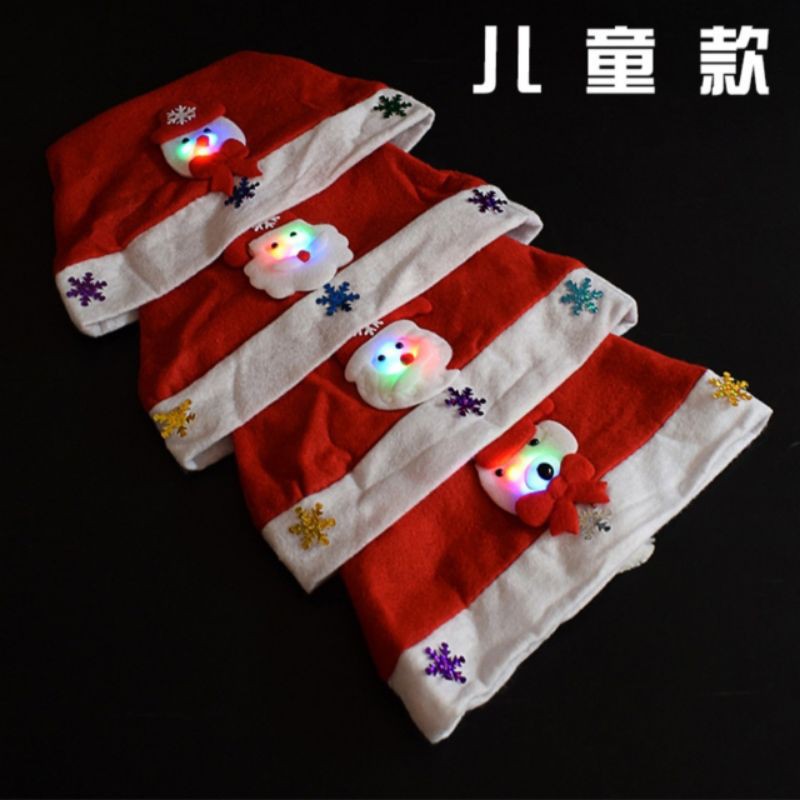 mũ nỉ noel tự trang trí có đèn