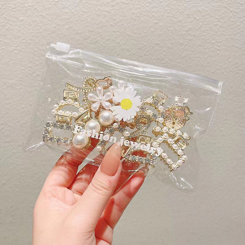 Set 9 Kẹp Tóc Mạ Vàng Đính Ngọc Trai Hàn Quốc