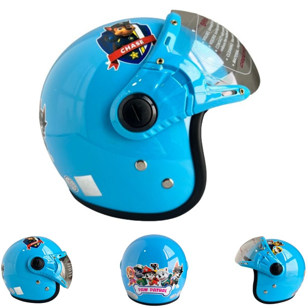 Mũ bảo hiểm trẻ em trùm 3/4 đầu dành cho bé từ 4 đến 8 tuổi - Vòng đầu 50-52cm - Phù hợp với bé nặng dưới 25kg - BKtec BK32 – Xanh dương tem đội chó cứu hộ  - Hàng chính hãng - Bảo hành 12 tháng