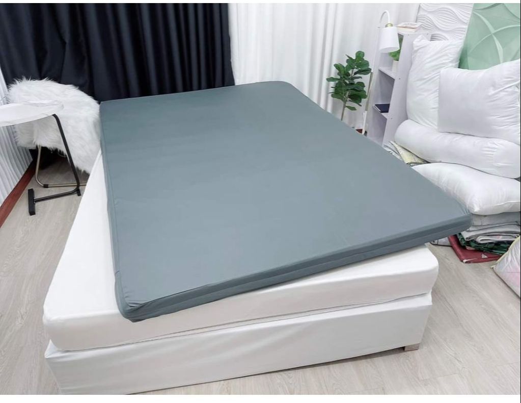 , vỏ bọc nệm topper, vỏ bọc nệm 2 mặt có dây kéo lồng ruột cho nệm thẳng vải thun lạnh hàn quốc, ga nệm 2 mặt có khóa kéo, áo bọc nệm vải thun mát lạnh mềm mịn, co giãn tốt, đủ size_nemtot bedding