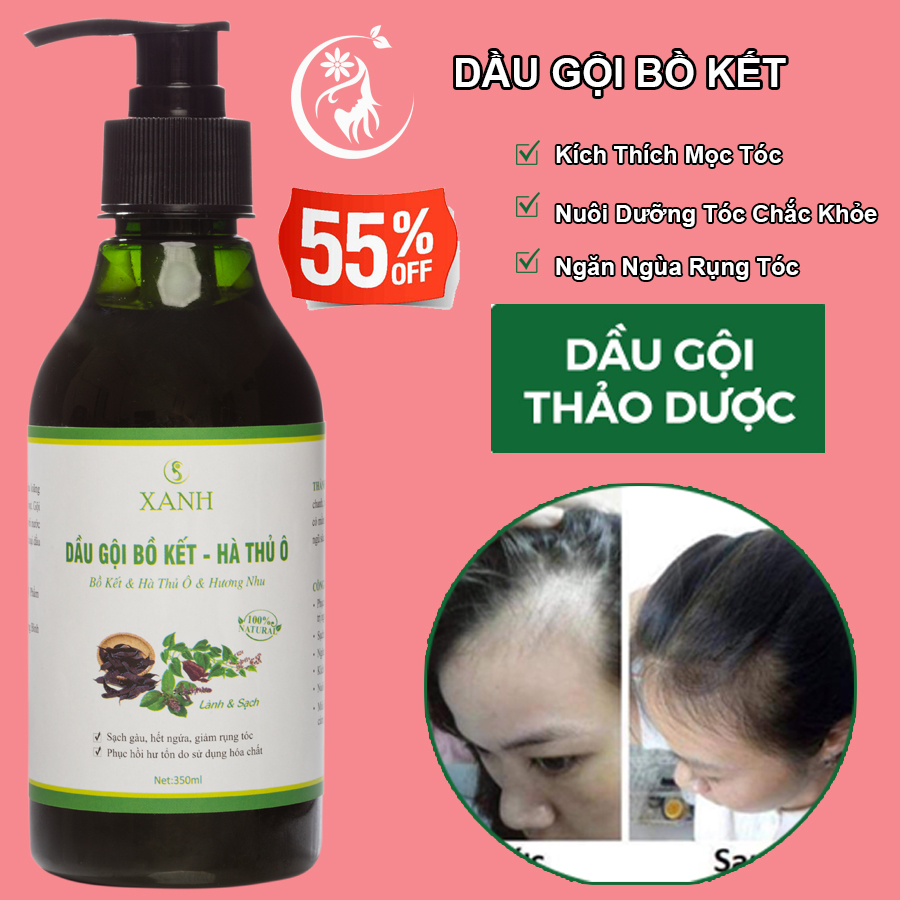 Dầu gội bồ kết hà thủ ô giảm rụng tóc, giảm bạc tóc, kích thích mọc tóc dầu gội thảo dược thiên nhiên