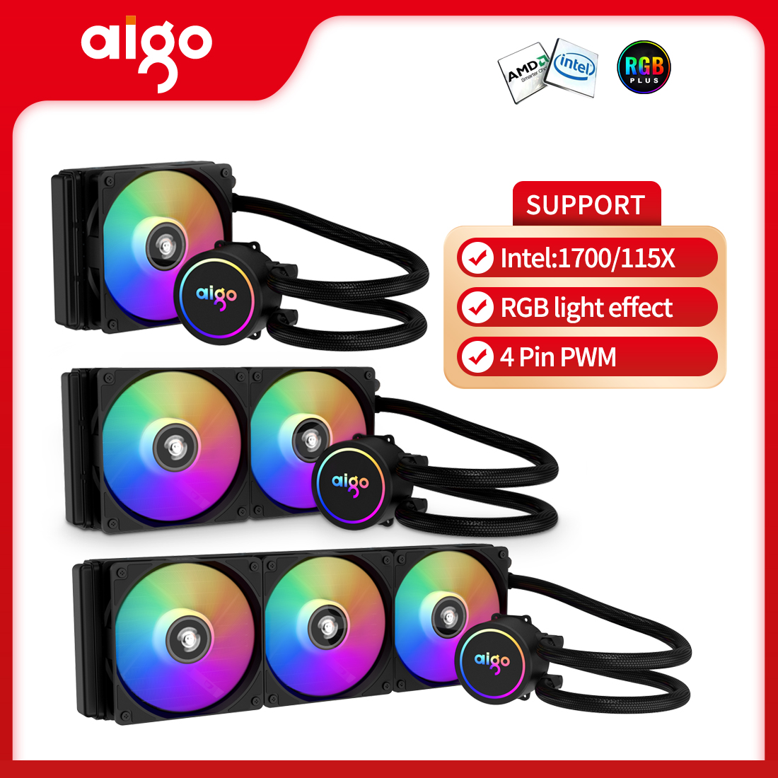 Aigo AC SE 120 240 360 4 Pin Pwm Rgb colorful Liquid Cpu Water Cooler For