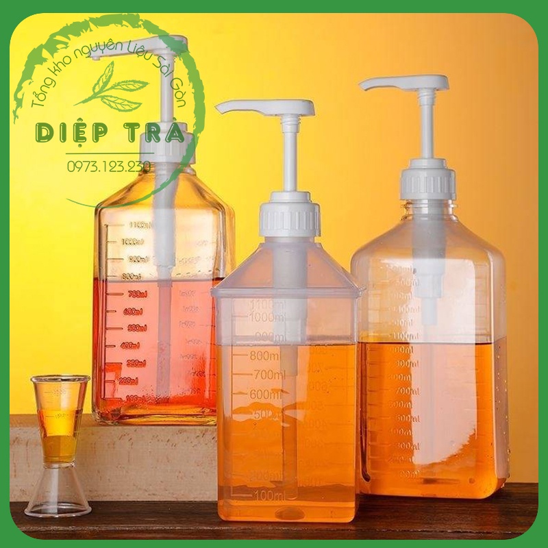 Bình bơm Siro nhựa 1600ml (đựng syrup, dày, bền, đẹp)