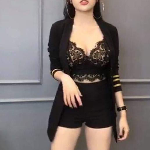 sét áo vest tay phối kèm bra quần short