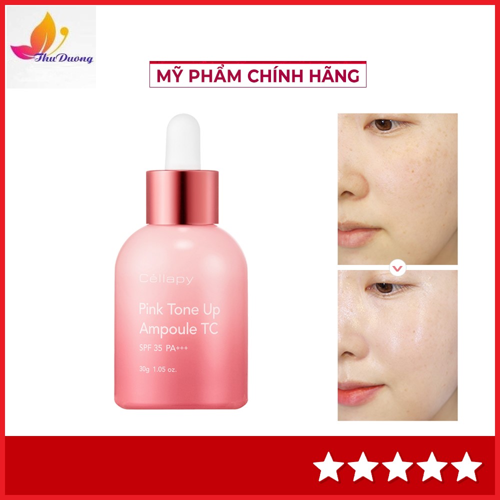 Serum dưỡng trắng, chống nắng cellapy pink tone up ampoule spf35+ pa++++
