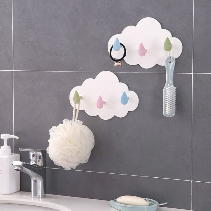 [HCM]1 Tấm Móc Treo Tường Hình Mây - Móc Treo Quần Áo Trang Trí Tường Bằng Nhựa - Móc treo dán tường hình đám mây decor đáng yêu có keo dán