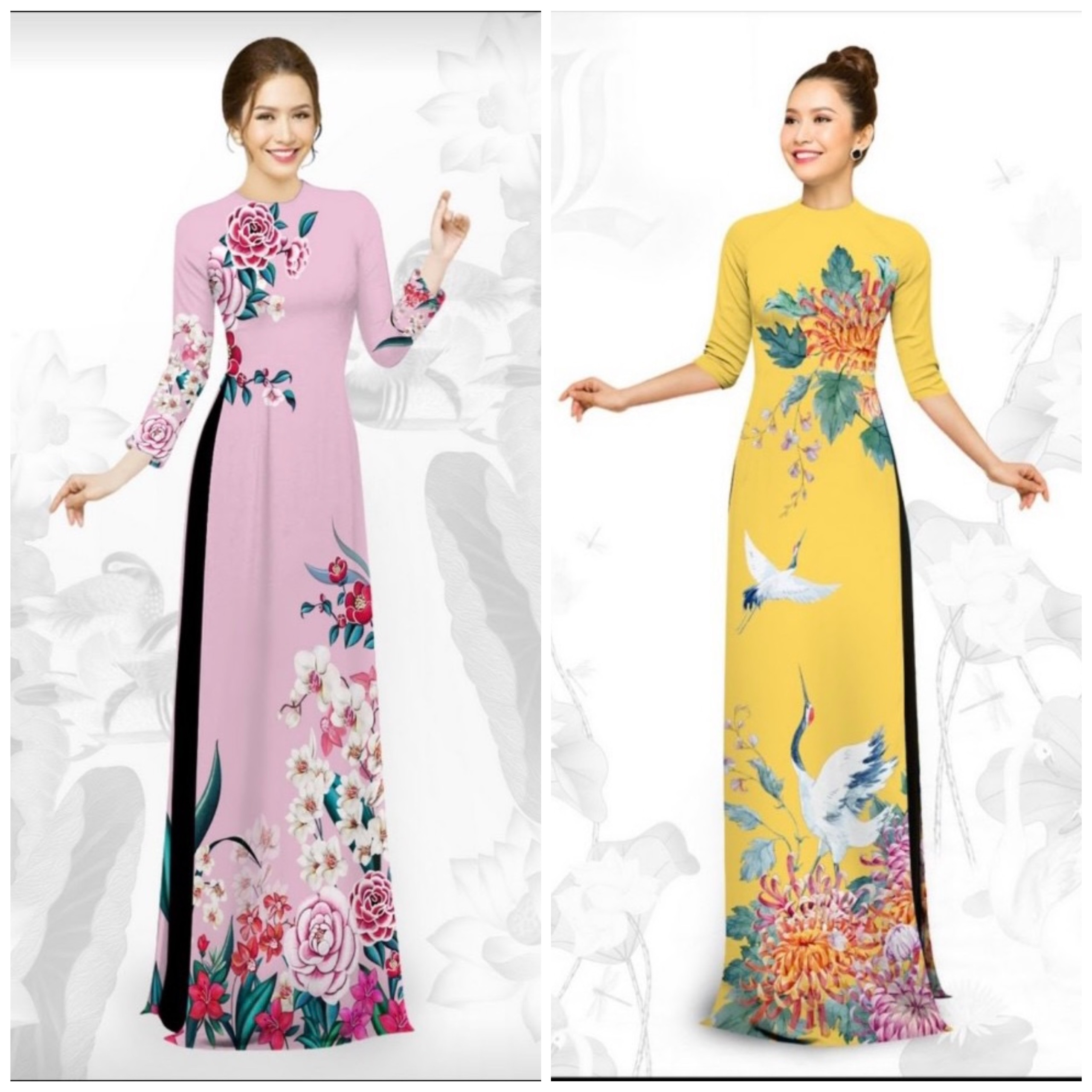 ❤️SIÊU SALE❤️ Áo Dài Lụa Hoa Nhí Ảnh Thật 100%