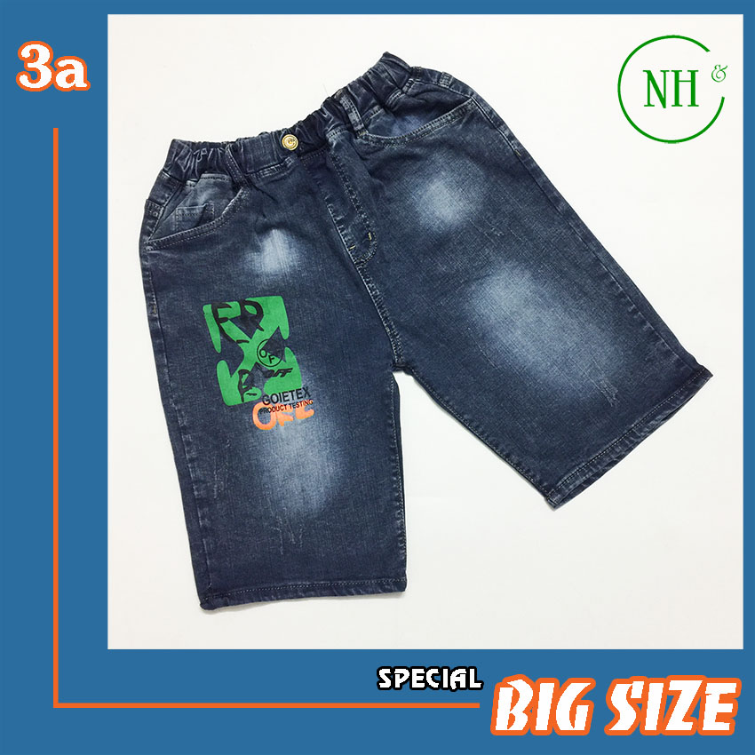 Quần short cho bé trai SIZE ĐẠI từ 35kg đến gần 70kg, quần short jean co  giãn lưng thun - NH KIDS Shop 