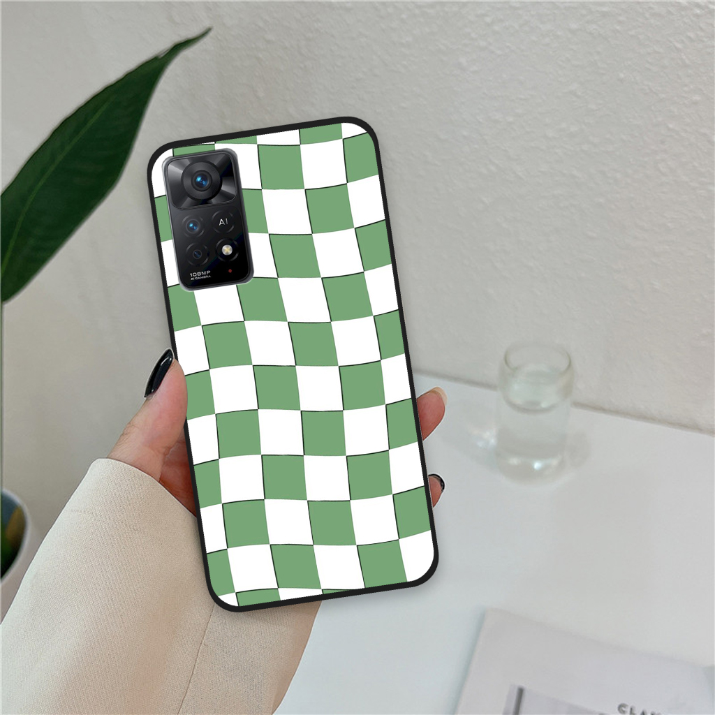 Ốp lưng Xiaomi Redmi Note 11 / Redmi Note 11 Pro / Redmi Note 11S mặt cười kẻ caro dễ thương viền dẻo