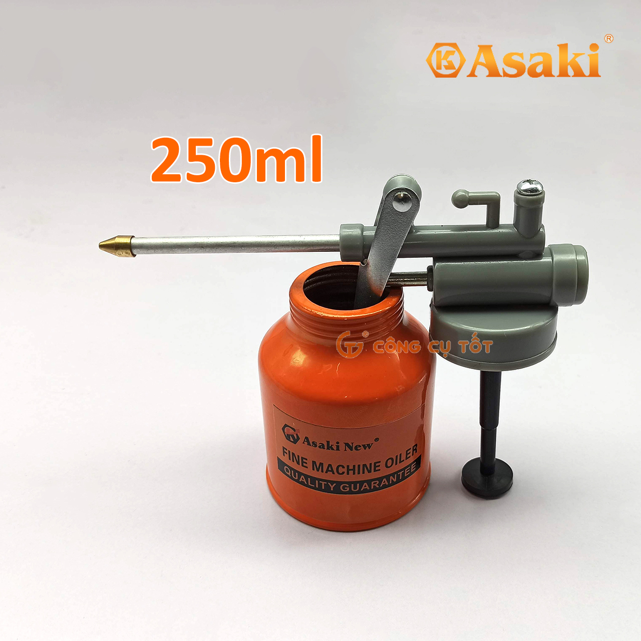 Bình châm nhớt sắt Asaki AK-1050 250ml vòi thẳng