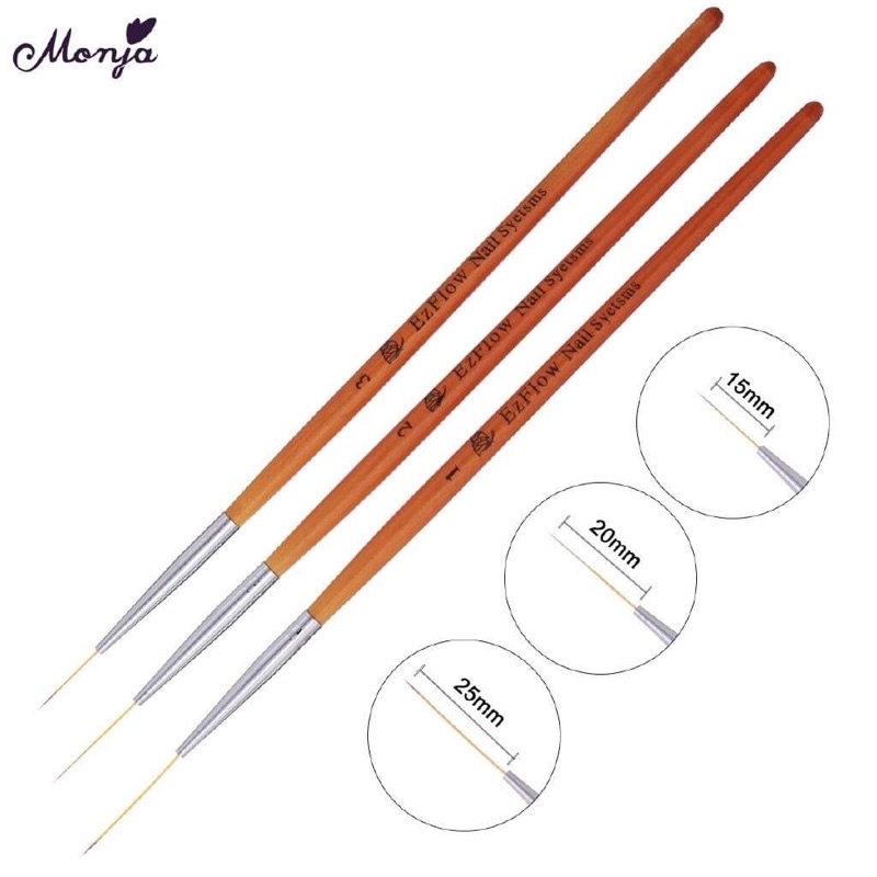 Cọ râu đủ size set 3 cây siêu mảnh vẽ móng