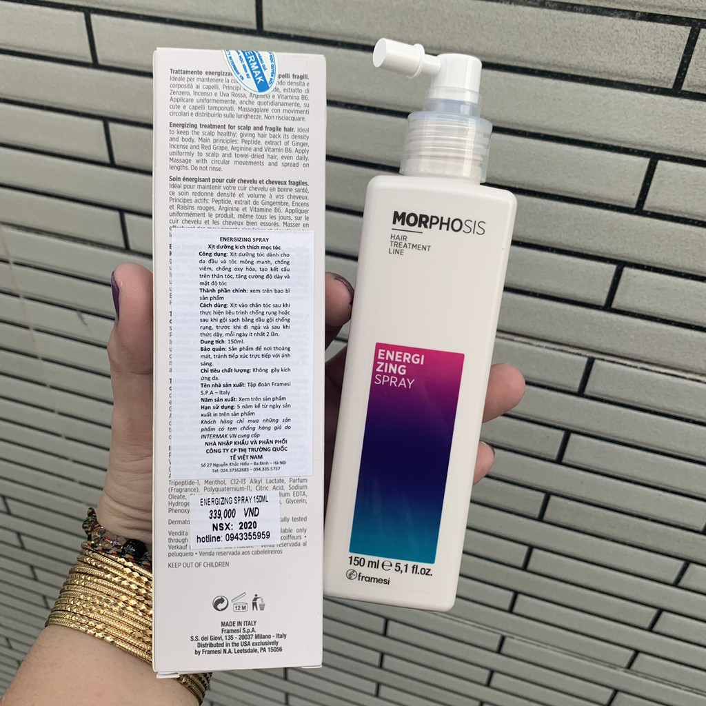 [HCM]Xịt dưỡng chăm sóc tóc rụng và kích thích mọc tóc Framesi Morphosis Energizing Spray 150ml