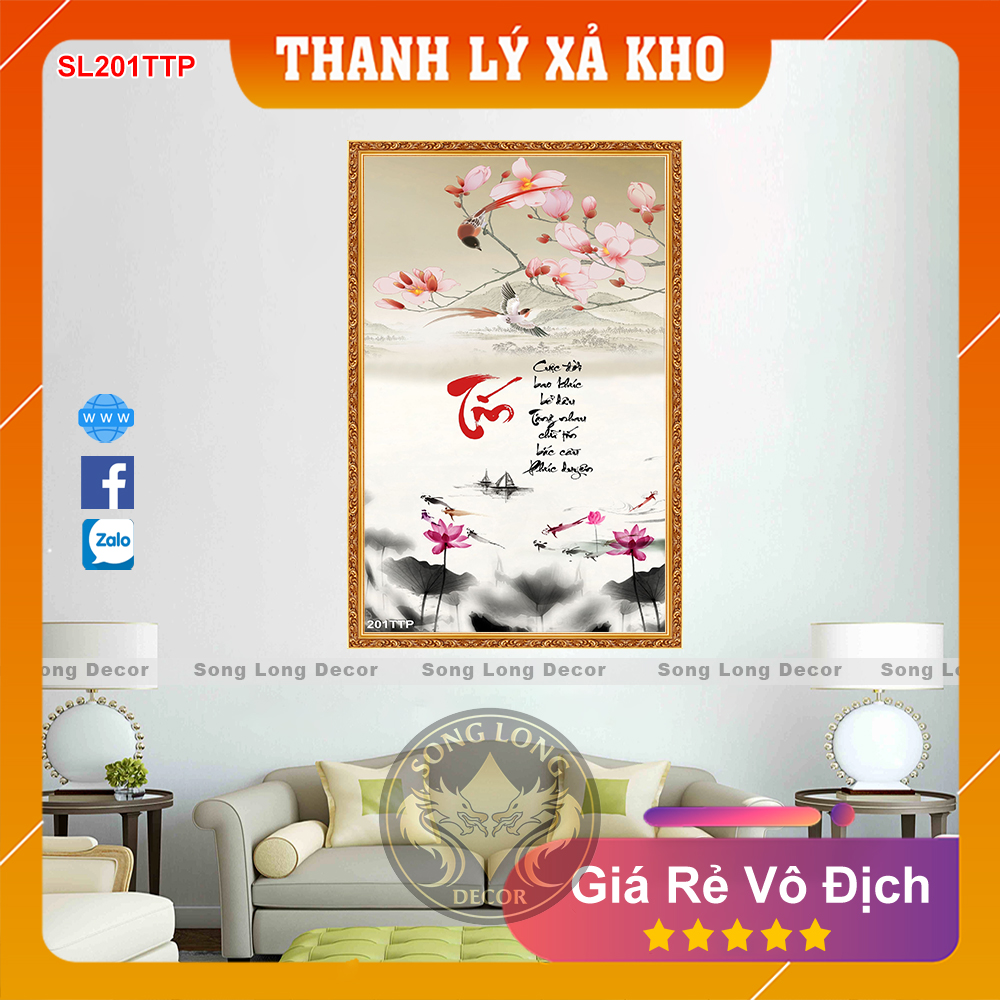 Tranh Dán Tường Chữ Tín- SL201TTP- Tranh 3d Thư Pháp - Song Long Decor