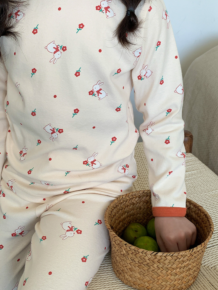 Bộ đồ ngủ ambb kids bé gái thu đông thỏ hoa midi