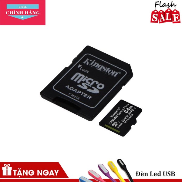 Thẻ nhớ micro SDXC Kingston 64GB Canvas Select Plus upto 100MB/s + Adapter - Bảo Hành 3 Năm